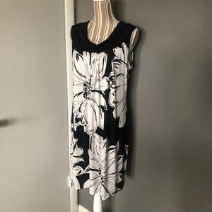 Floral Sleeveless Dress Carole Little Black White